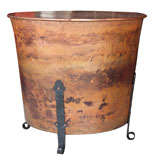 COPPER  ROUND  DRUM WITH WROUGHT  IRON  LEGS