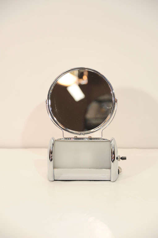 20th Century Machine Age Illuminated & Magnifying Vanity Mirror