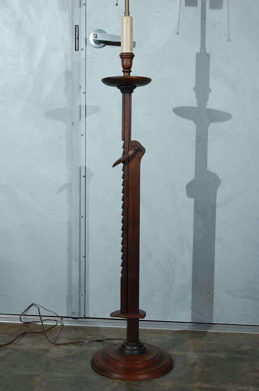 Wood Racheting Floor Lamp For Sale