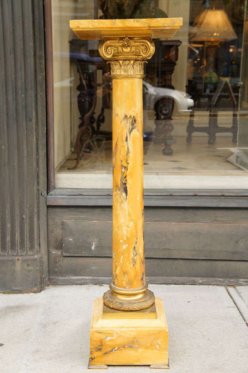 French Siena Marble Pedestal In Excellent Condition In Hudson, NY