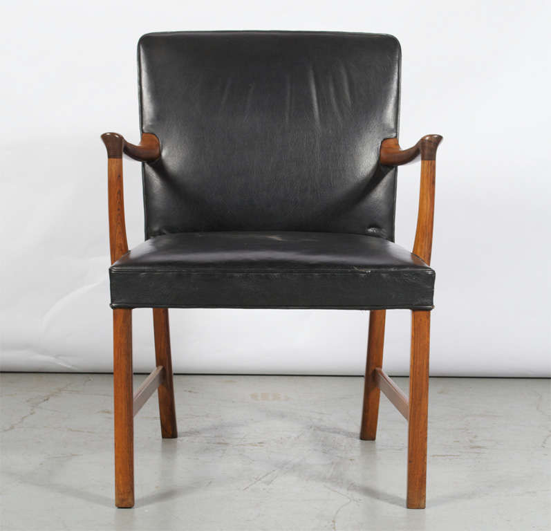 Ole Wanscher Rosewood and Leather Arm Chair made by  A.J. Iversen