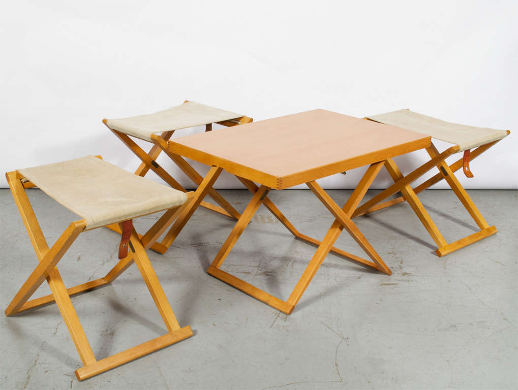 Mogens Koch Folding Table and Stools For Sale at 1stDibs