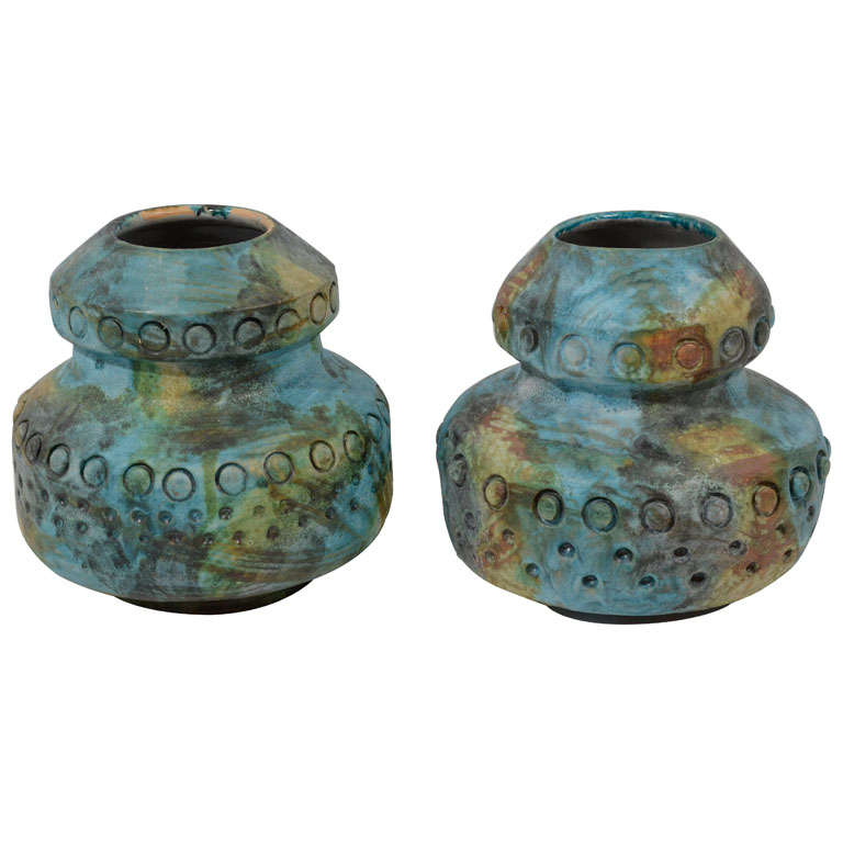 Pair of Sea Garden Vases by Alvino Bagni for Raymor For Sale