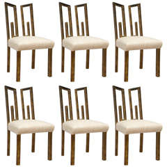 Six James Mont Dining Chairs with Greek Key Detail