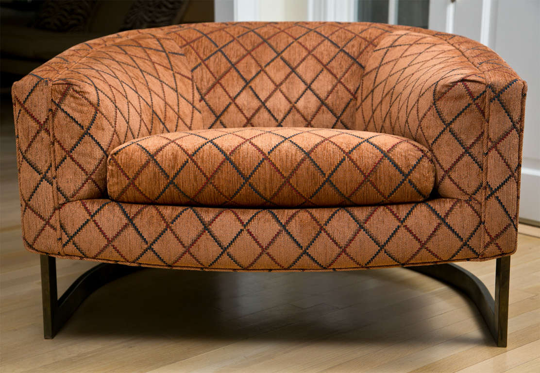 Extra Large Bronze Milo Baughman Cantilevered Lounge Chairs