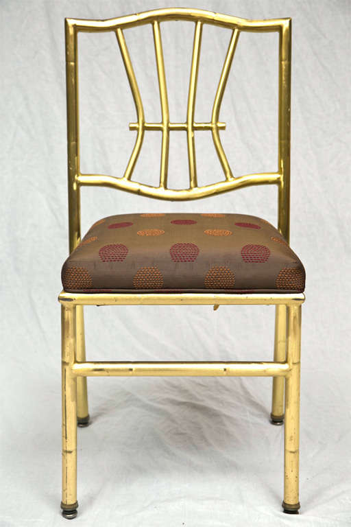 Set of Four Faux bamboo Brass Dining Chairs