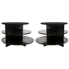 Pair Eileen Gray Ebonized Occasional Tables