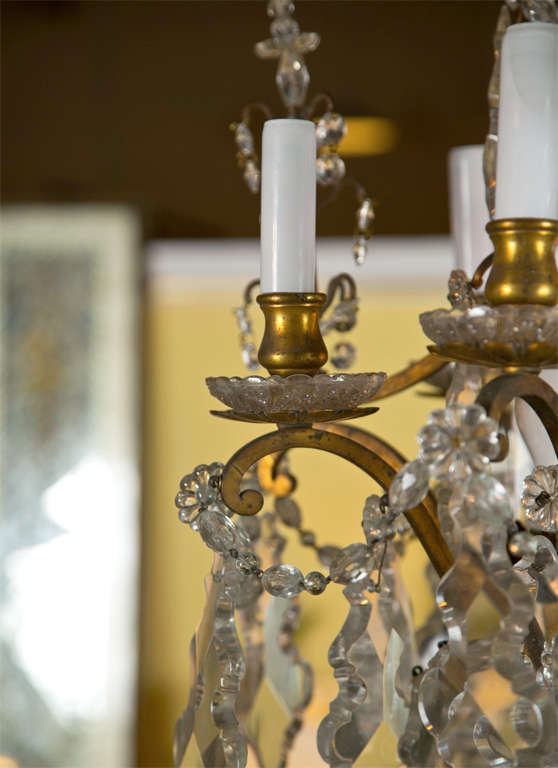 French Late 19th Century Crystal and Bronze Chandelier