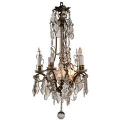 Late 19th Century Crystal and Bronze Chandelier