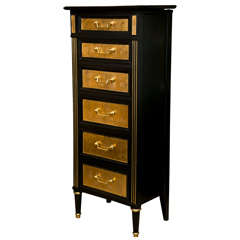 Ebonized 6 Drawers Chest of Drawers by Jansen