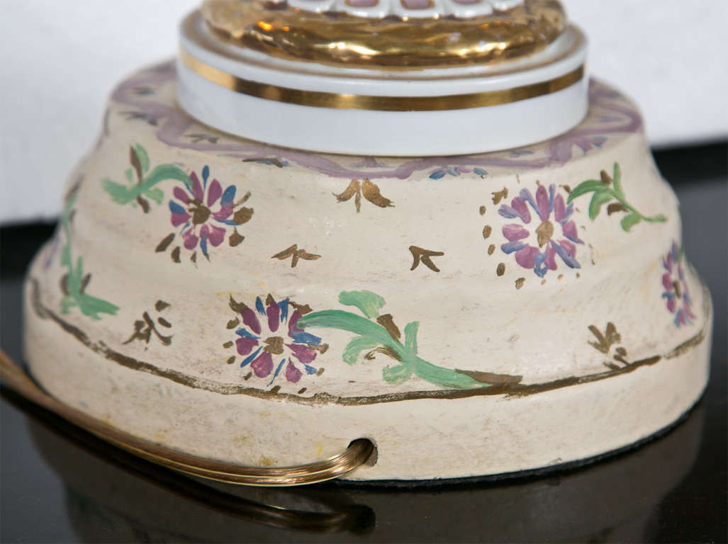 Pair of Porcelain Meissen Style Urn Form Lamps, No Shades 1