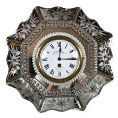 Vintage Venetian Glass Mirrored Clock