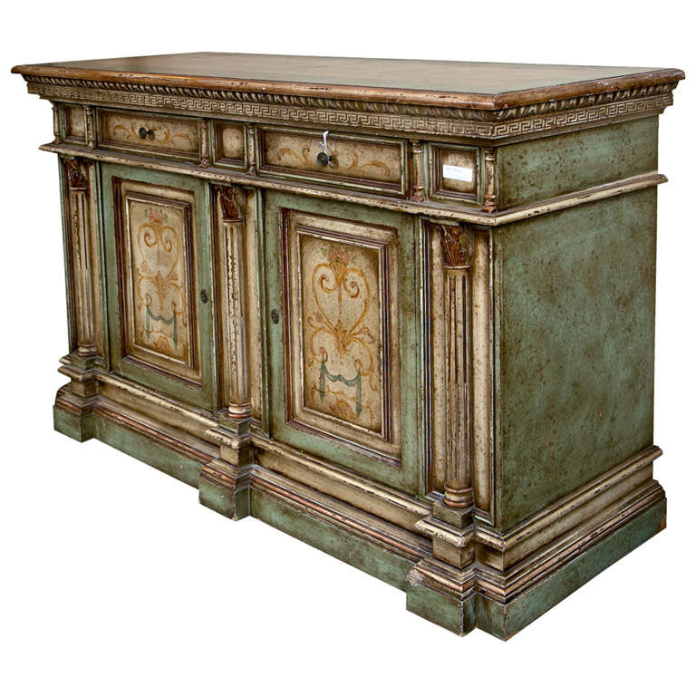Italian Painted Credenza Cabinet