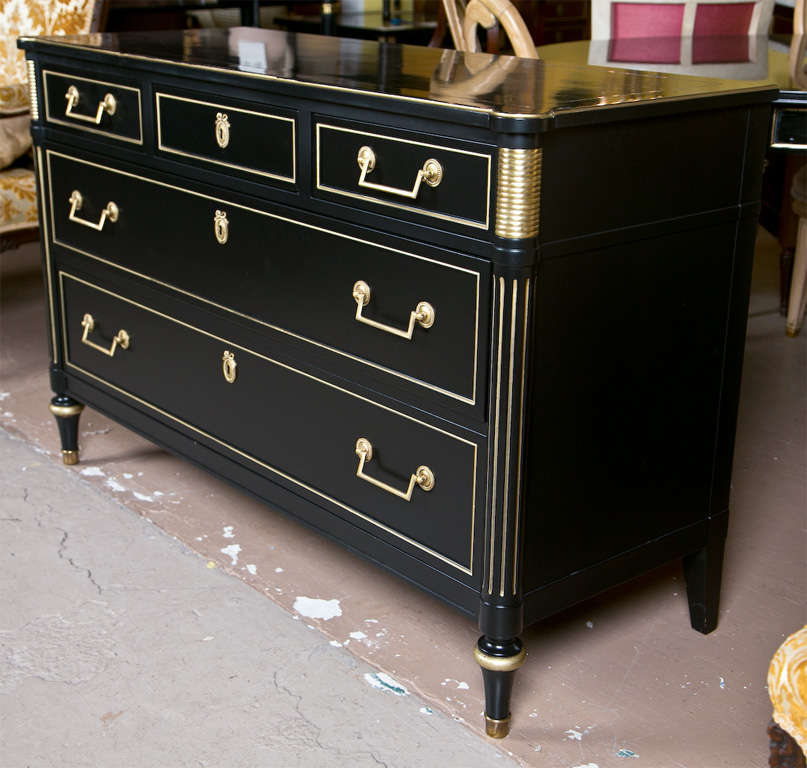French Louis XVI Style Ebonized Commode by Jansen