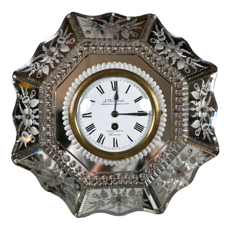 Glass Mirrored Clock at 1stDibs murano glass wall clocks