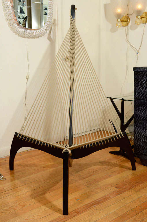 Pair of lacquered wood and rope 