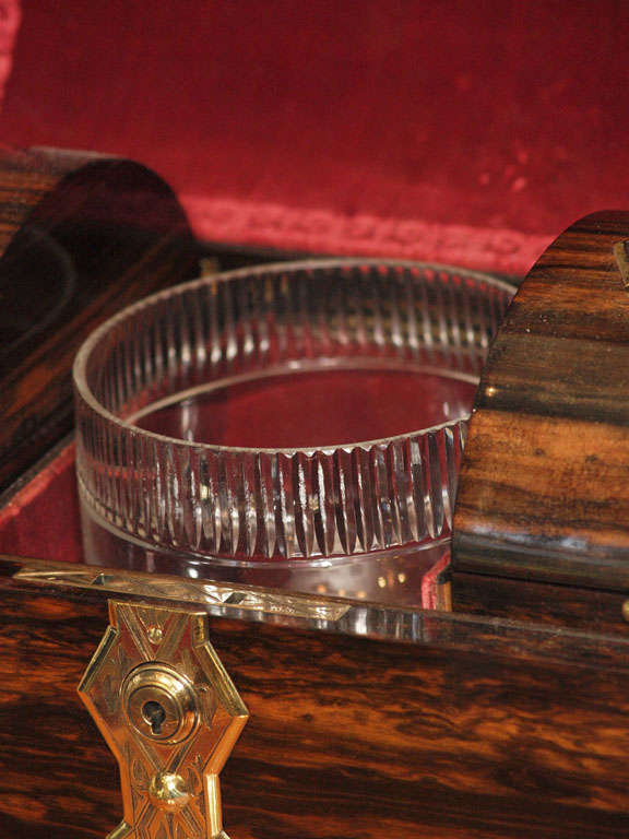 Antique Coromander Wood Tea Caddy with Original Interior 1