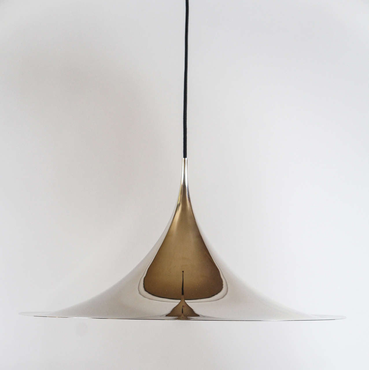 Large Vintage "Semi" Nickel-Plated Brass Pendant by Thorup & Bonderup