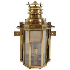 Vintage Russian Constructivist Style Brass Wall Mount Lantern
