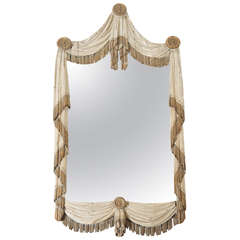 Exceptional Italian Carved Wood Drapery Mirror, c. 1800