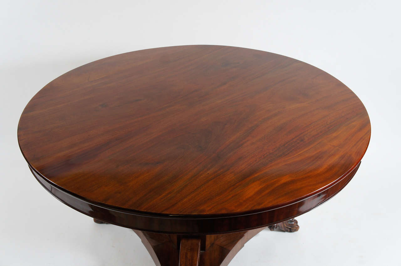 Carved Fine French Charles X Mahogany Center Table, c. 1825