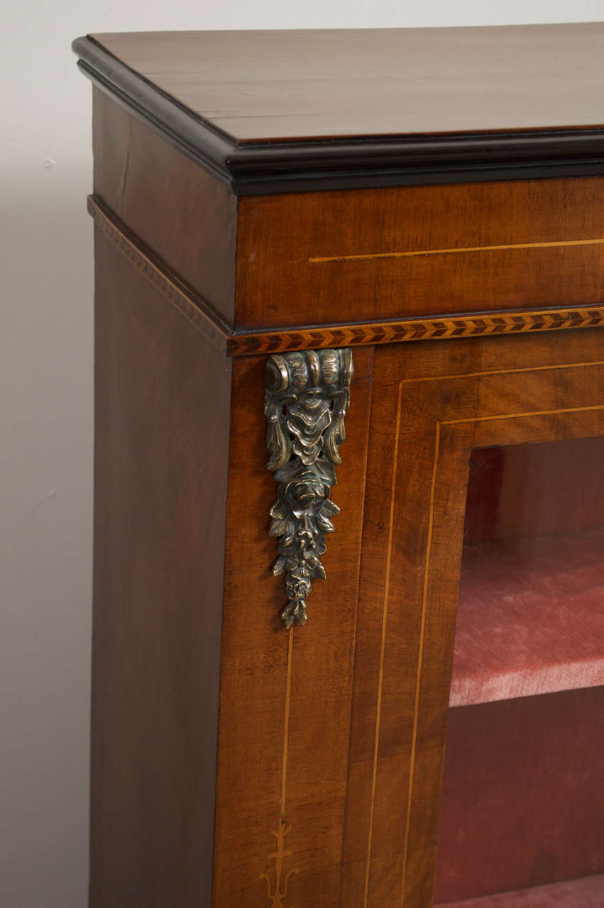 19th Century Walnut Inlaid Side Cabinet In Excellent Condition In San Mateo, CA