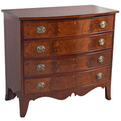 Federal Style Inlaid Flame Mahognay Bow-front Chest of Drawers