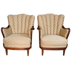 Pair of 1950s Upholstered Armchairs