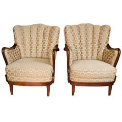 Pair of 1950s Upholstered Armchairs 6