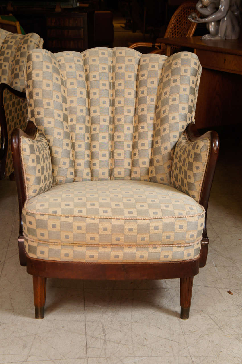 Mid-Century Modern Pair of 1950s Upholstered Armchairs
