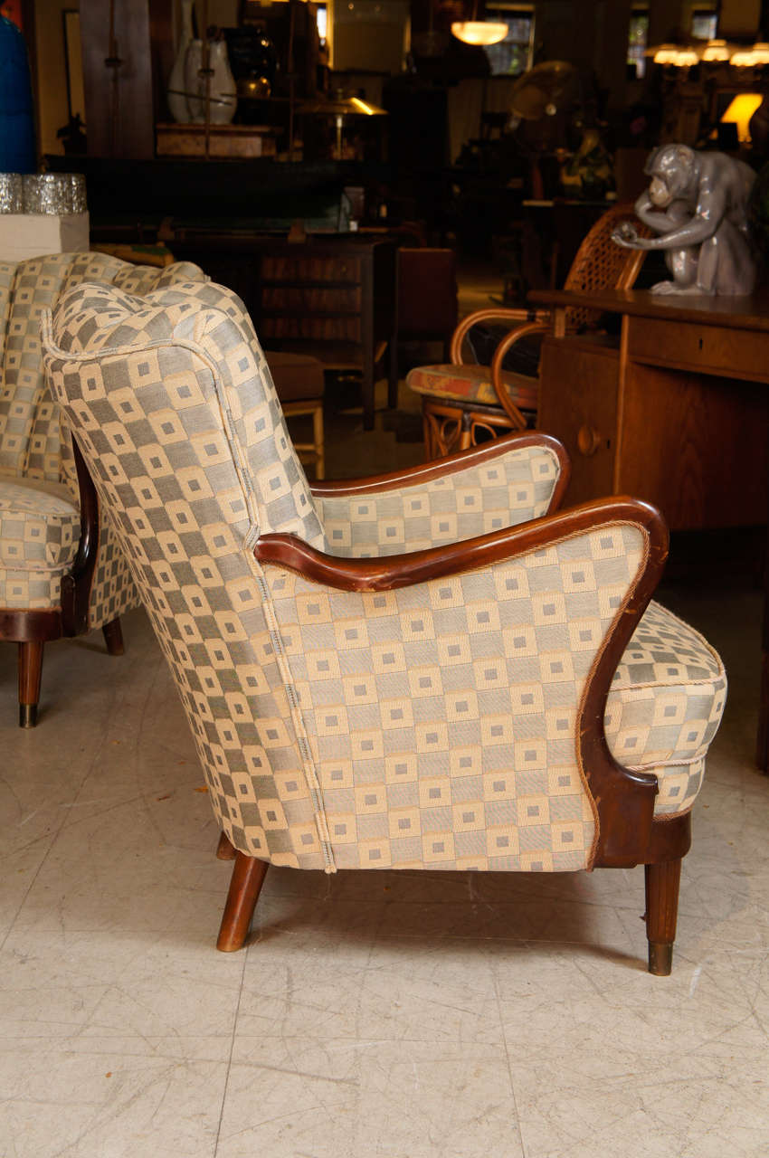 Pair of 1950s Upholstered Armchairs In Good Condition In Hudson, NY