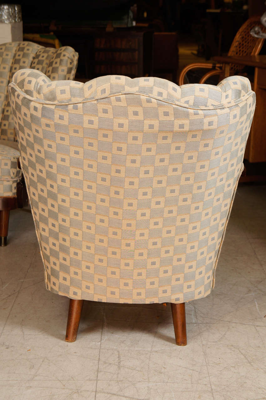 Mid-20th Century Pair of 1950s Upholstered Armchairs