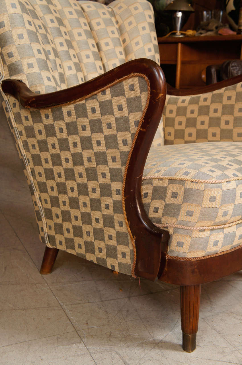 Pair of 1950s Upholstered Armchairs 3