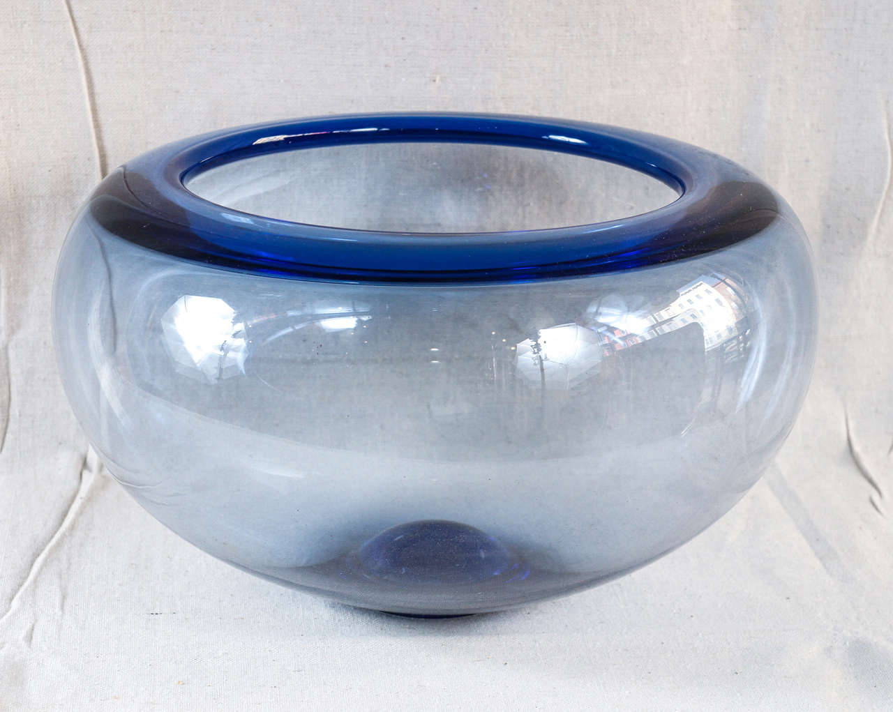 1960s Clear and Blue Glass Bowl by Per Lutken for Holmegaard and produced by Royal Copenhagen