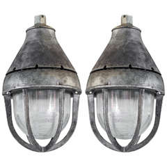 Pair of 1940s Industrial Pendant Lights