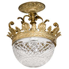 Crystal and Brass Mounted Ceiling Fixture