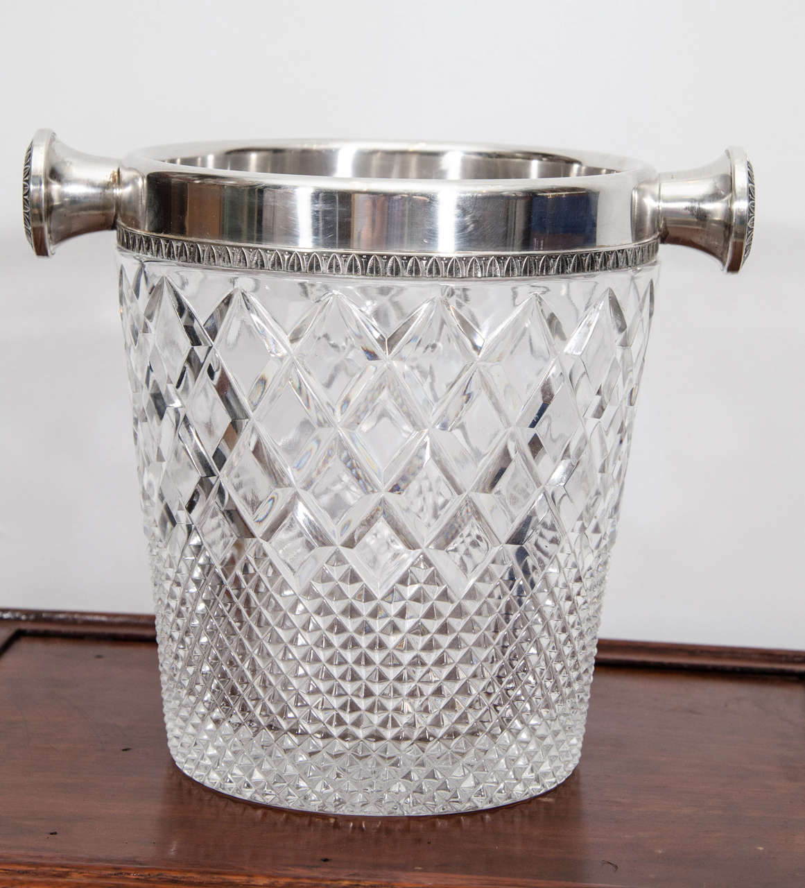 European silver cut crystal champagne cooler bucket