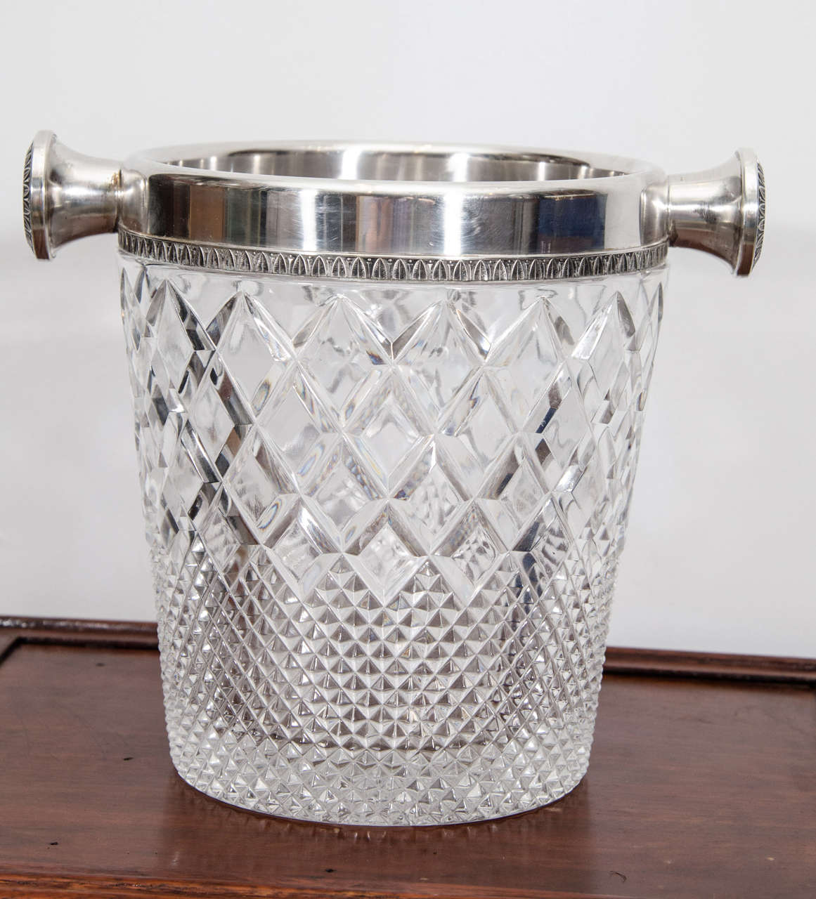 European Silver Cut Crystal Champagne Cooler