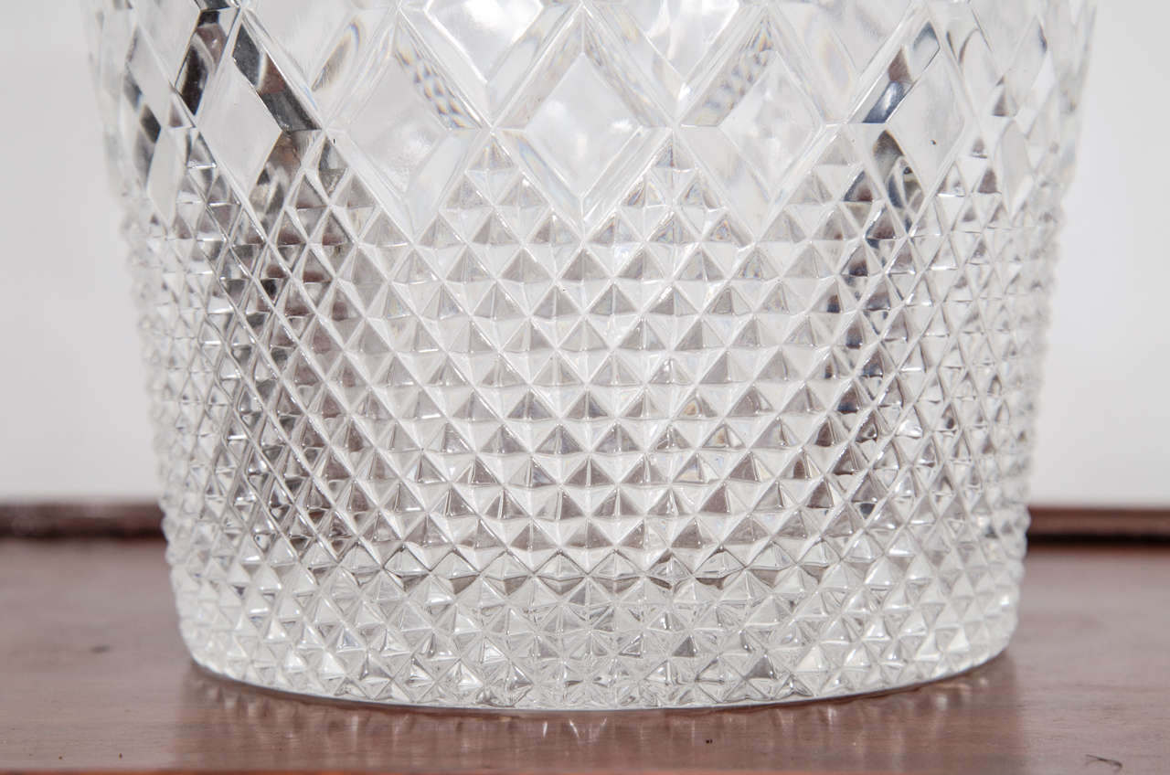 European Silver Cut Crystal Champagne Cooler In Good Condition For Sale In New York, NY