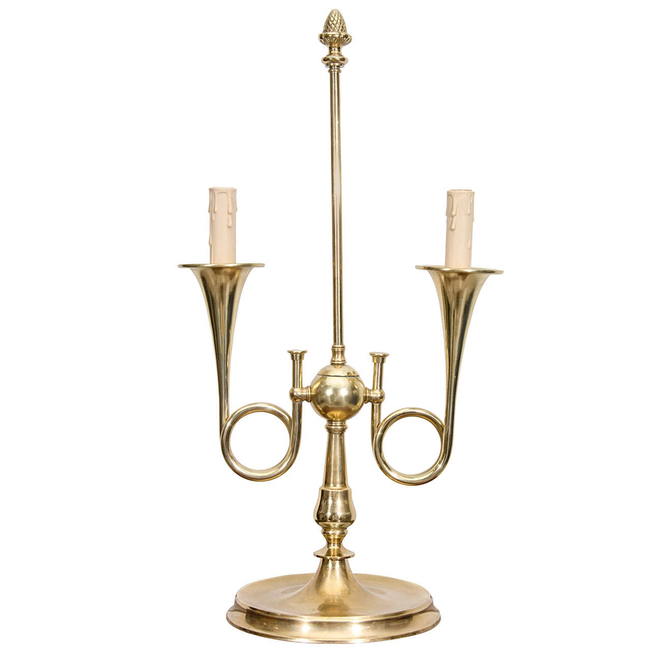 Brass French Horn/ Trumpet Bouillotte Lamp For Sale