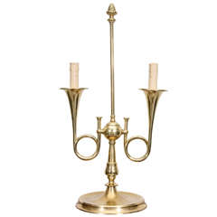 Vintage Brass French Horn/ Trumpet Bouillotte Lamp