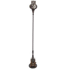 Italian Wrought Brass and Iron Floor Lantern