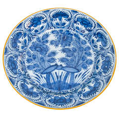 An Antique Blue and White Dutch Delft Charger