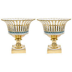 A Pair of Paris Porcelain Gilded Baskets