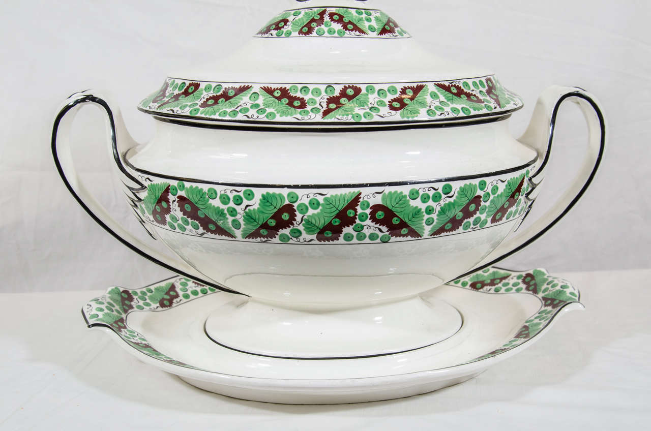An Antique Spode Creamware Soup Tureen with Oak leaves and Acorns at