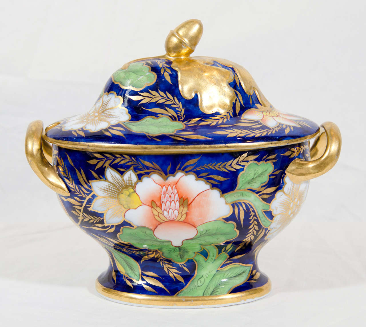 A Pair of Coalport Sauce Tureens with Cobalt Blue Ground at 1stdibs