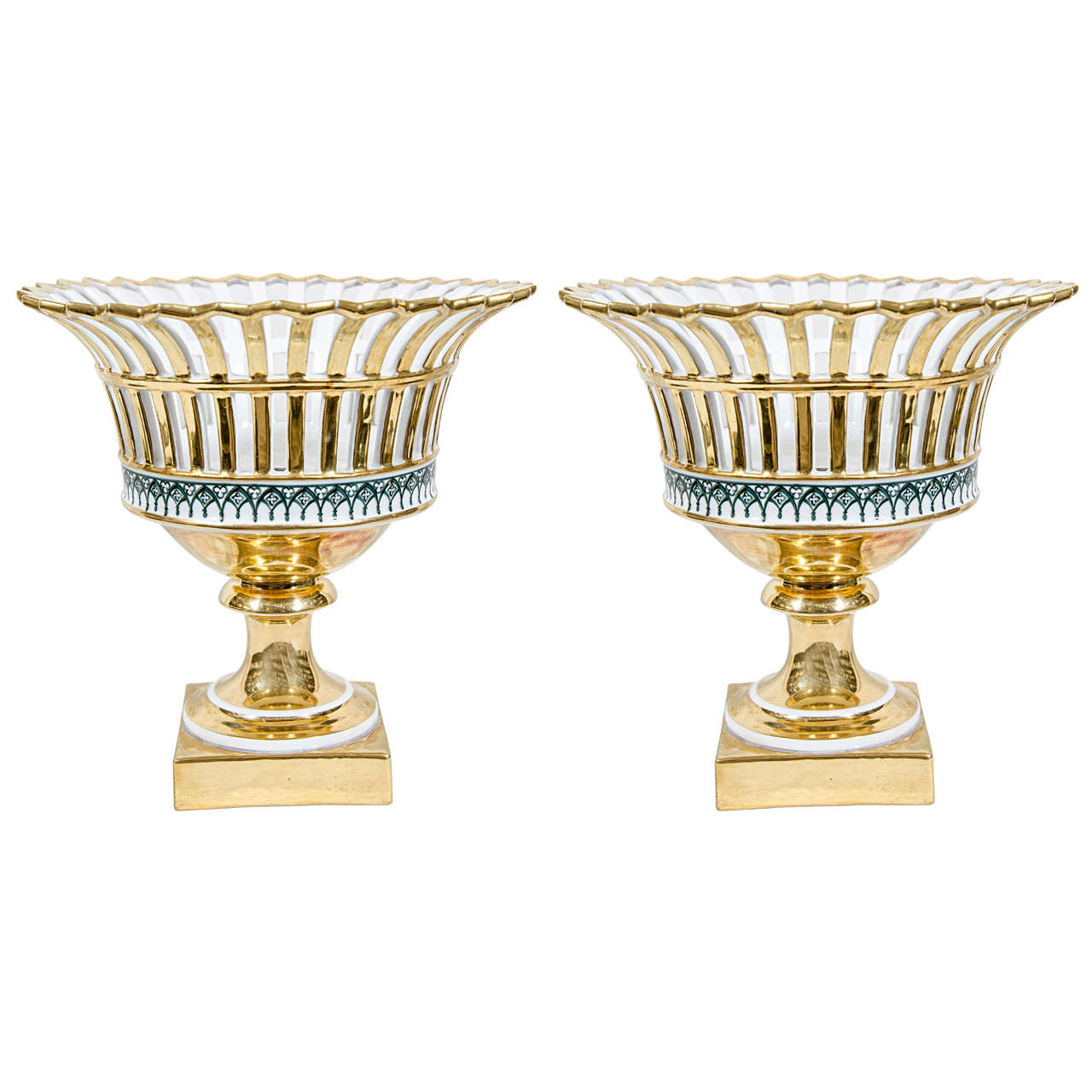 A Pair of Paris Porcelain Gilded Baskets at 1stDibs