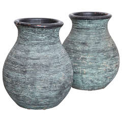 A Pair of Large English Arts and Crafts Terracotta Pots
