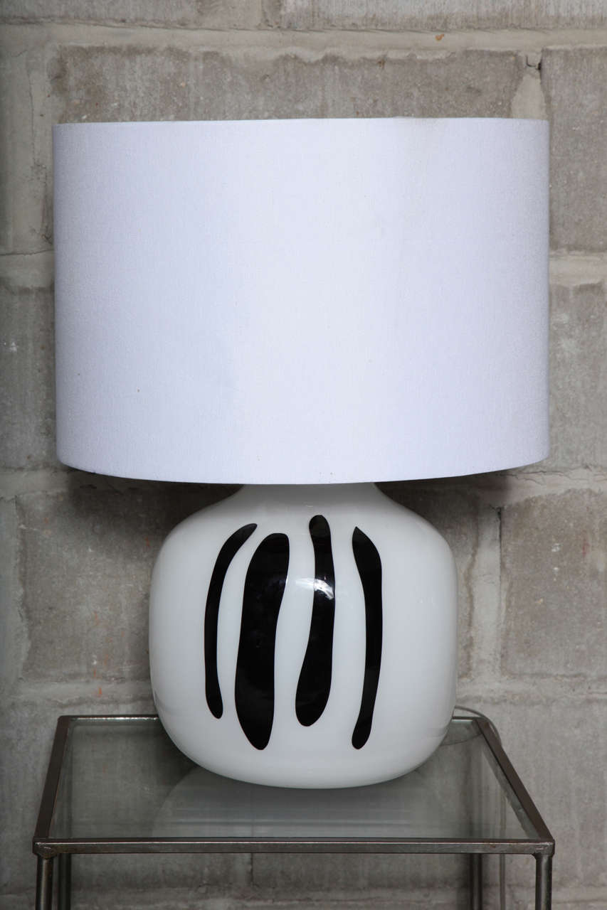 Pair of Black and White Murano Table Lamps