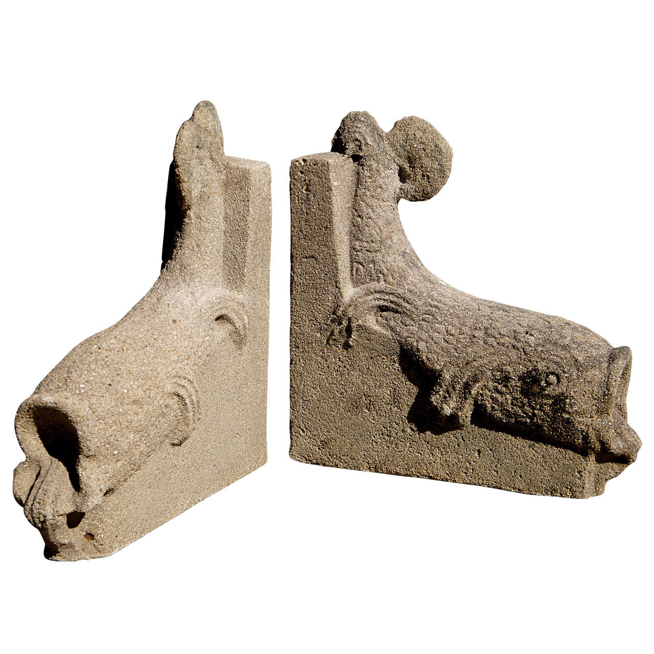 A Fine & Unusual Pair of Cast Stone Dolphin Corbels